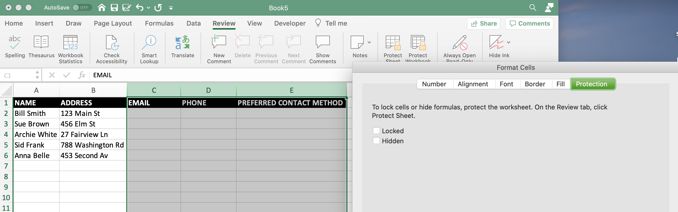 excel for mac align right